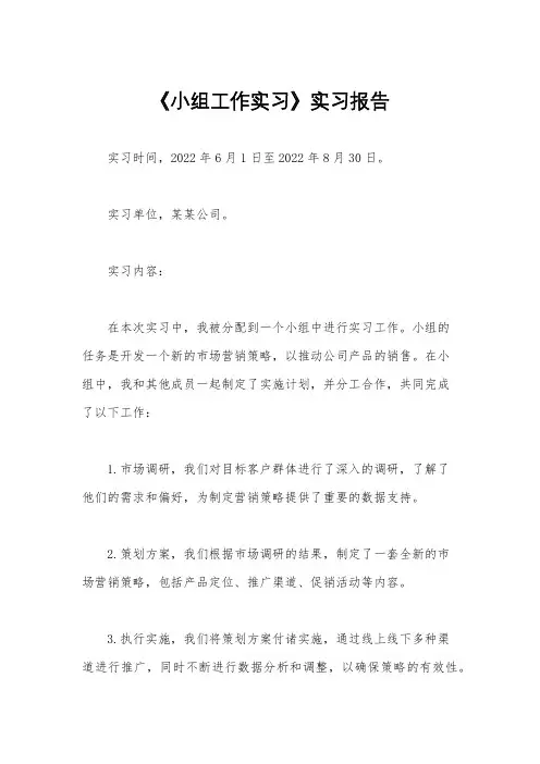 《小组工作实习》实习报告