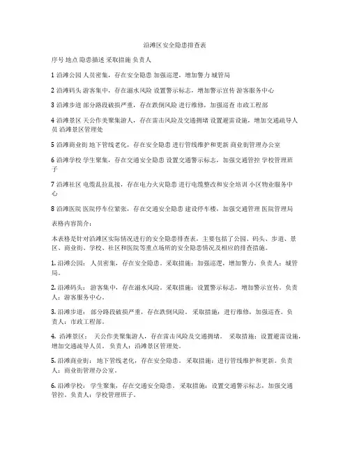 沿滩区安全隐患排查表