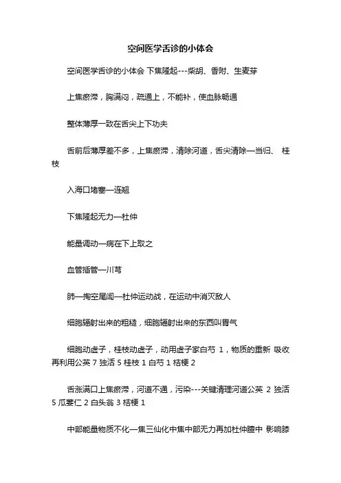 空间医学舌诊的小体会