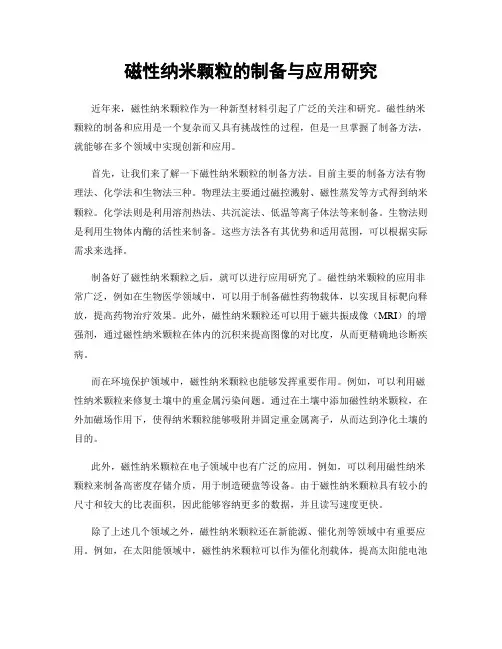 磁性纳米颗粒的制备与应用研究