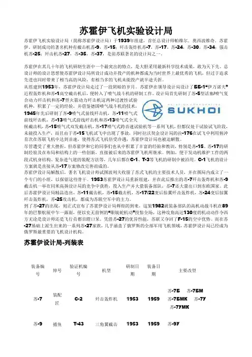 苏霍伊设计局(苏)