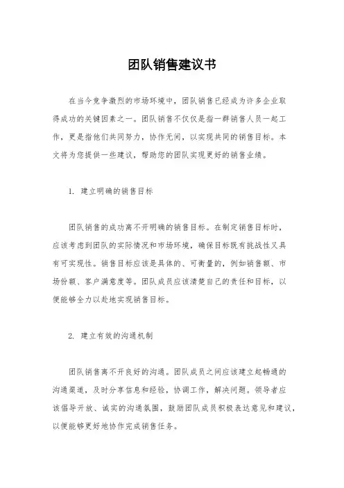 团队销售建议书