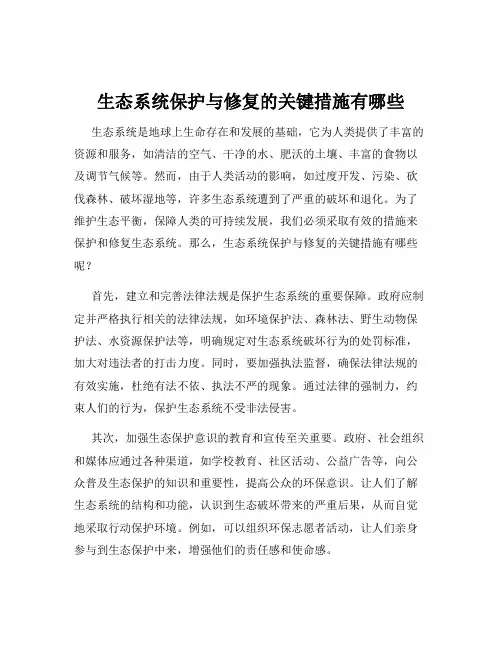 生态系统保护与修复的关键措施有哪些