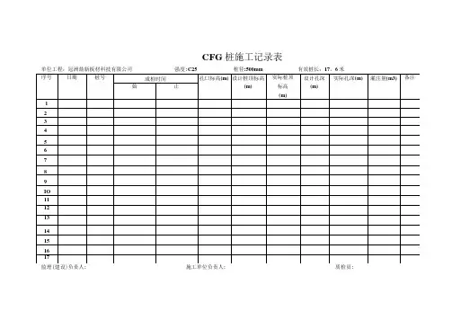 CFG桩施工记录表