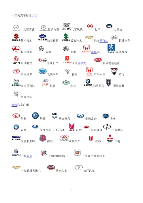 中国汽车标志大全