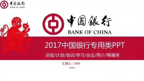 中国银行职员培训 学习 会议演示PPT模板