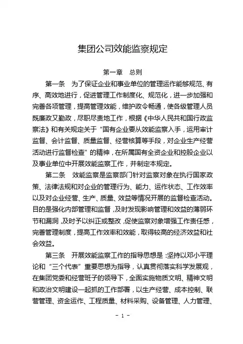 集团公司效能监察规定