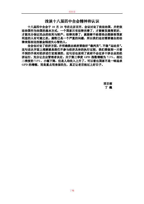 浅谈十八届四中全会精神和认识