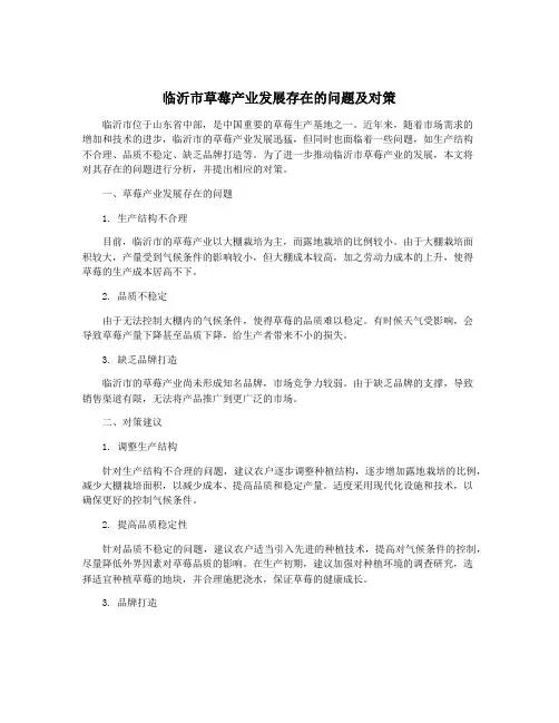 临沂市草莓产业发展存在的问题及对策
