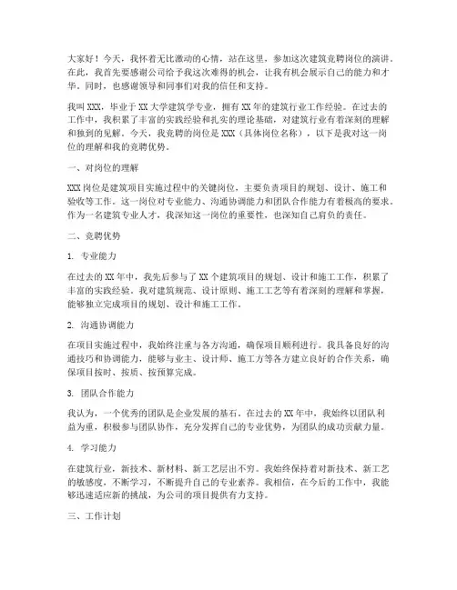 建筑竞聘岗位演讲稿范文