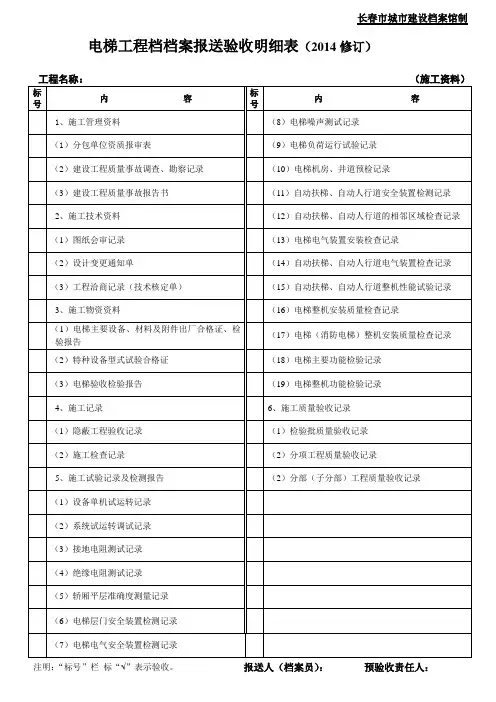 2014电梯明细表