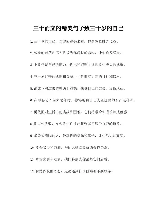 三十而立的精美句子致三十岁的自己