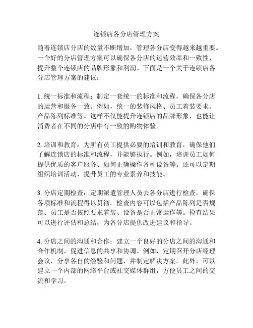 连锁店各分店管理方案