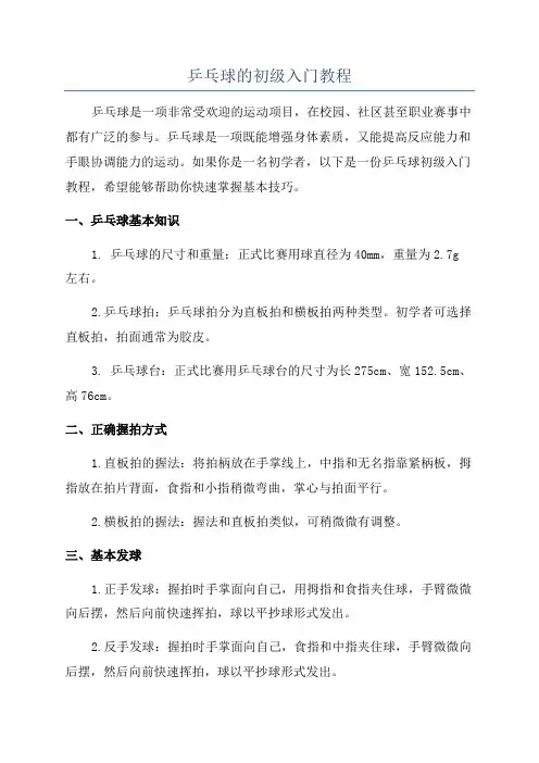乒乓球的初级入门教程