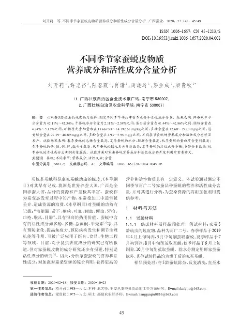 不同季节家蚕蜕皮物质营养成分和活性成分含量分析