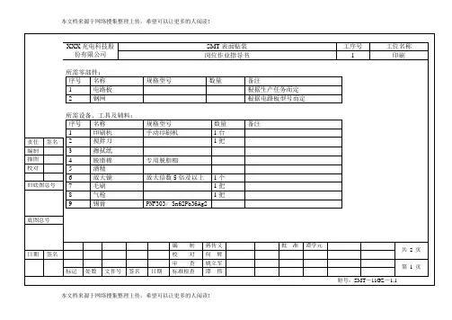 SMT岗位作业指导书(印刷)