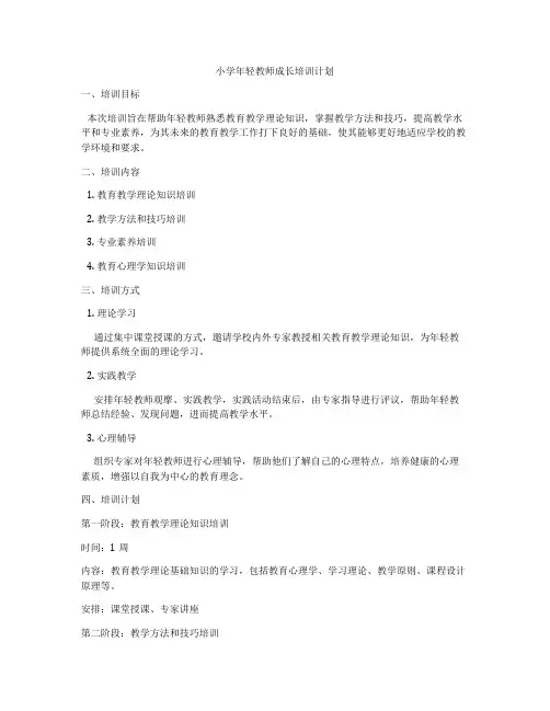 小学年轻教师成长培训计划