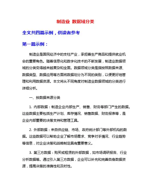 制造业 数据域分类