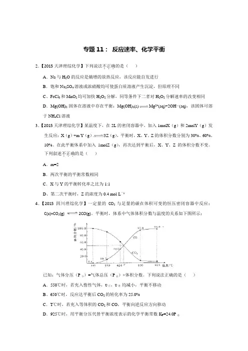 2015年高考化学真题-反应速率、化学平衡