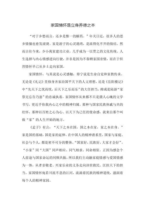 家国情怀是立身养德之本