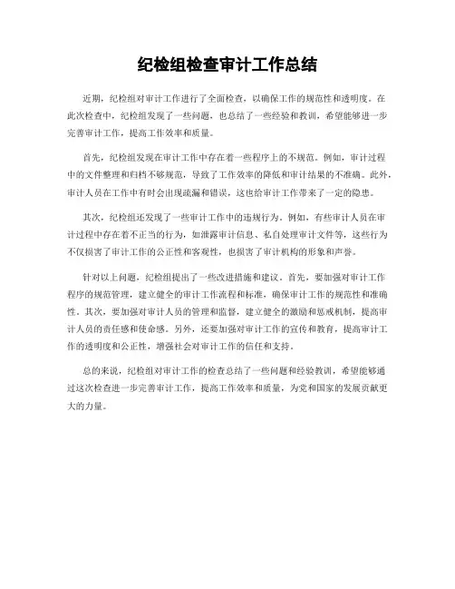 纪检组检查审计工作总结