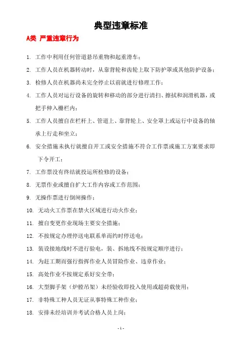 典型违章标准