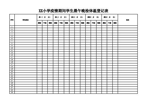 学生疫情期间晨午晚检体温登记表