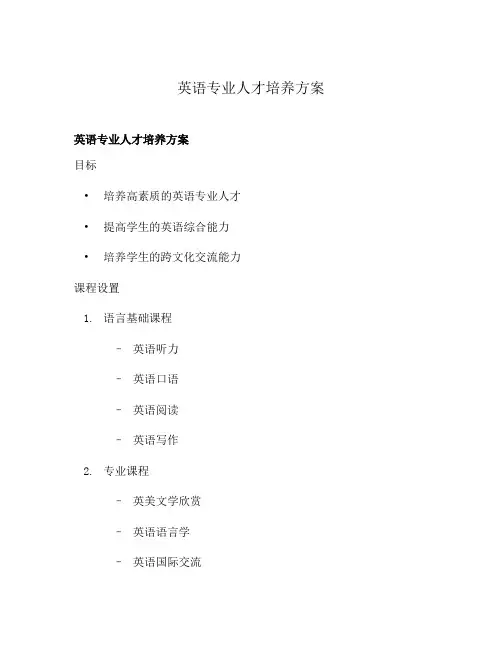 英语专业人才培养方案