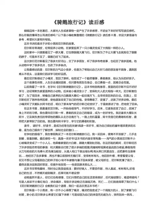 《骑鹅旅行记》读后感8篇