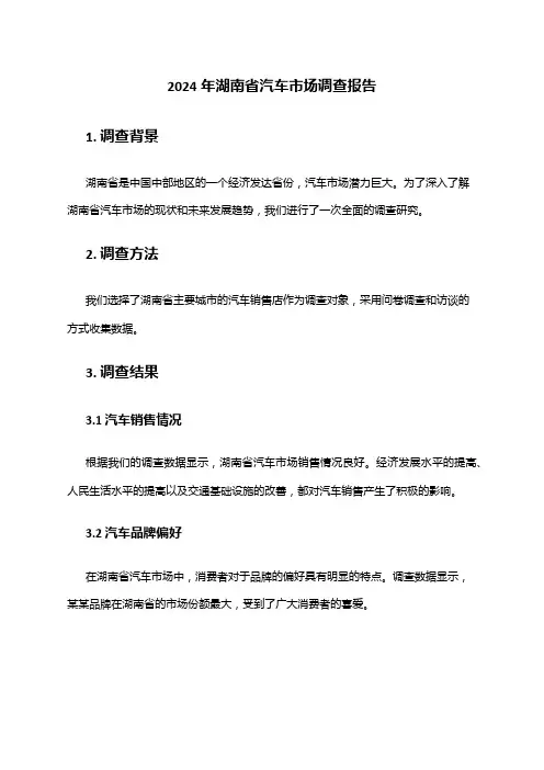 2024年湖南省汽车市场调查报告