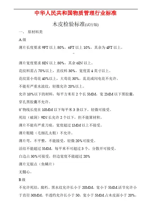木皮行业标准121