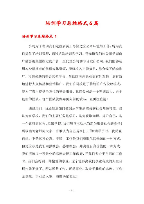 培训学习总结格式6篇