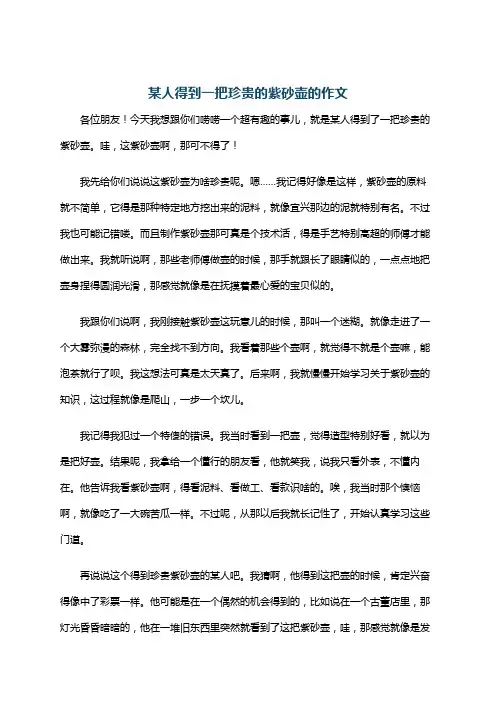 某人得到一把珍贵的紫砂壶的作文