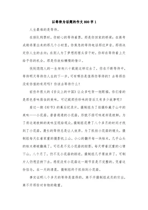 耐心等待作文800字