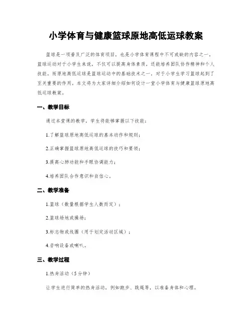 小学体育与健康篮球原地高低运球教案