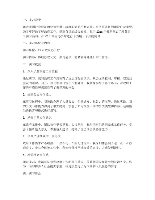 政务见习实习报告
