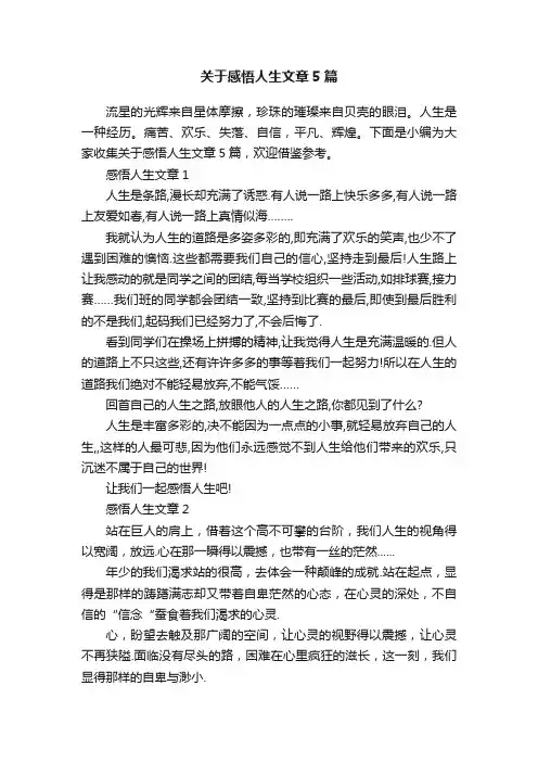 关于感悟人生文章5篇