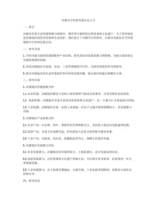 河源可行性研究报告怎么写