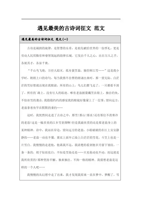 遇见最美的古诗词征文 范文