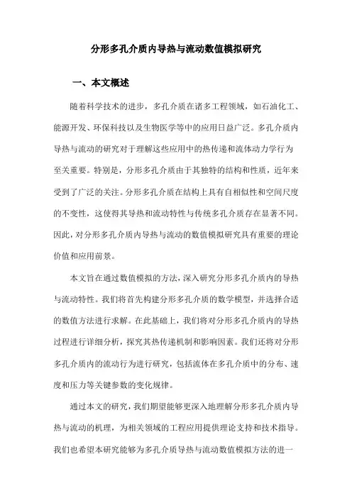 分形多孔介质内导热与流动数值模拟研究