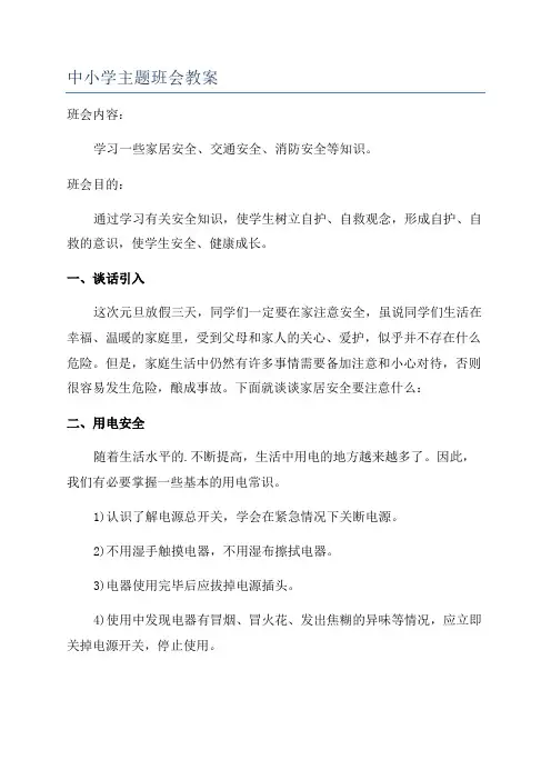 中小学主题班会教案