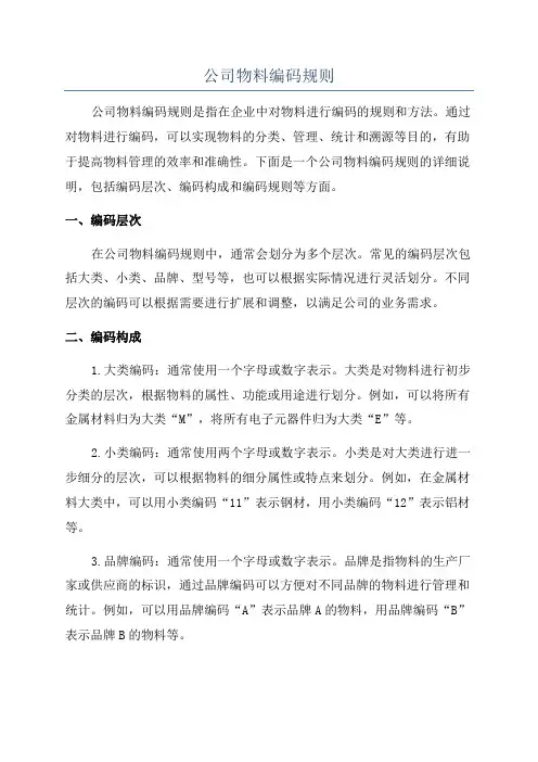 公司物料编码规则