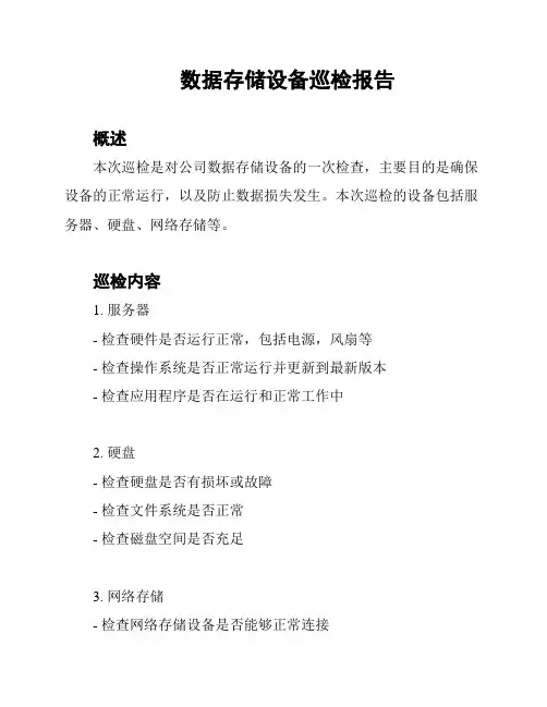 数据存储设备巡检报告