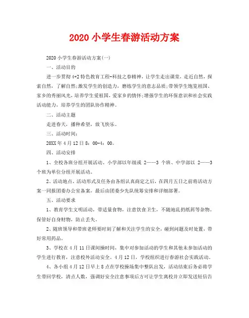 2020小学生春游活动方案