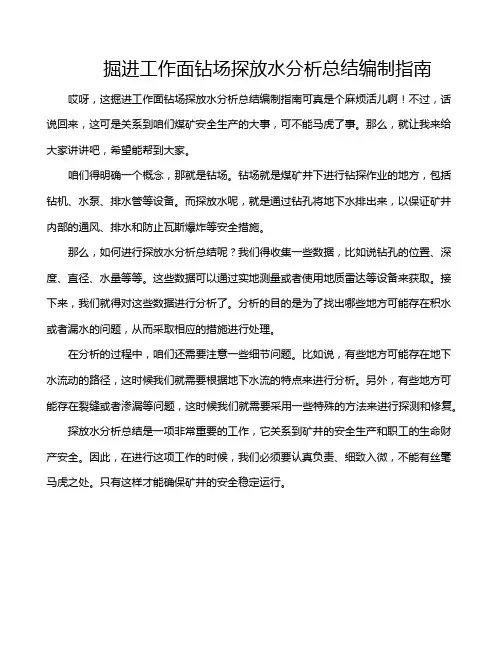 掘进工作面钻场探放水分析总结编制指南