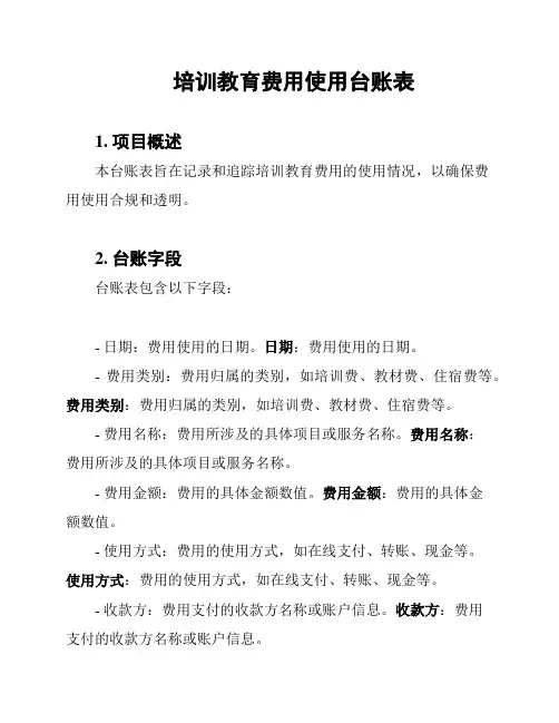 培训教育费用使用台账表