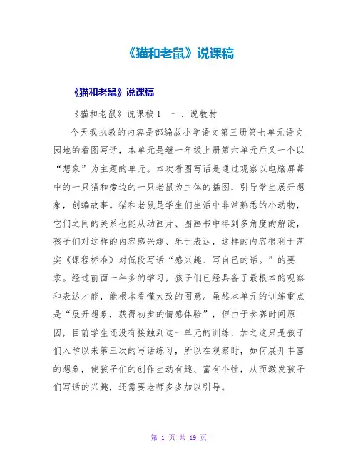 《猫和老鼠》说课稿