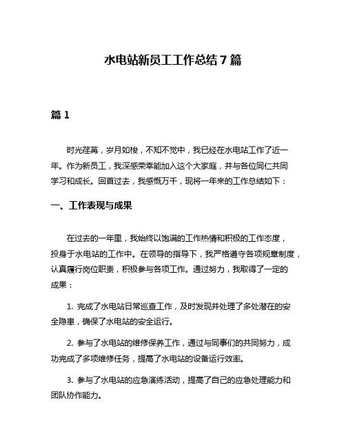 水电站新员工工作总结7篇