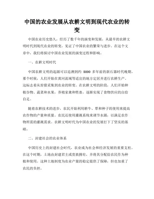 中国的农业发展从农耕文明到现代农业的转变