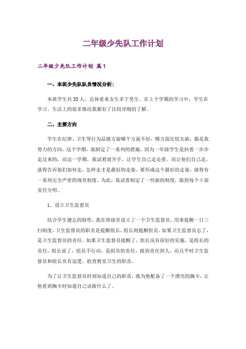 二年级少先队工作计划